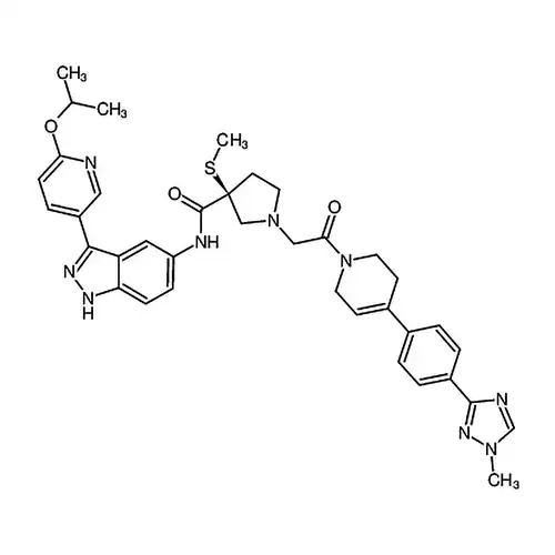 (S)-N-(3-(6-异丙氧基吡啶-3-基)-1H-吲唑-5-基)-1-(2-(4-(4-(1-甲基-1H-1,2,4-三唑-3-基)苯基)-5,6-二氢吡啶-1(2H)- 基)-2-氧代乙基)-3-(甲硫基)吡咯烷-3-甲酰胺