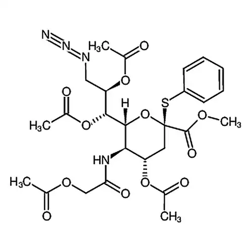 5-乙酸乙酰氨基-4，7，8-三-O-乙酰基-9-叠氮-3，5，9-三脱氧-2-S-苯基-2-硫-D-丙三氧基-β-D-半乳-2-吡喃壬酮糖甲酯