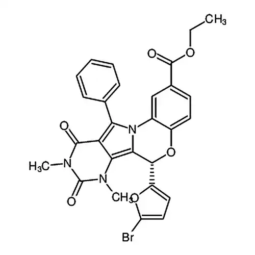 (S)-6-(5-溴呋喃-2-基)-7，9-二甲基-8，10-二氧代-11-苯基-7，8，9，10-四氢-6H-苯并[b]嘧啶并[4'，5' ：3，4]吡咯并[1，2-d] [1，4]噁嗪-2-羧酸乙酯