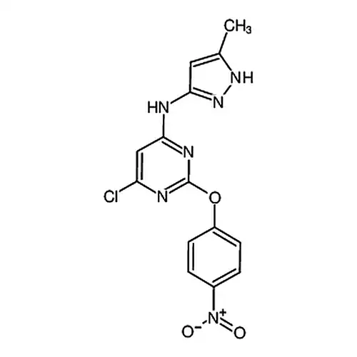 6-氯-N-(5-甲基-1H-吡唑-3-基)-2-(4-硝基苯氧基)嘧啶-4-胺