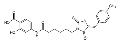 (Z)-2-羟基-4-(6-(5-(4-甲基亚苄基)-4-氧代-2-硫代噻唑烷-3-基)己酰胺)苯甲酸