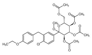 (3R，4S，5R，6R)-6-(乙酰氧基甲基)-2-(4-氯-3-(4-乙氧基苄基)苯基)-2-甲