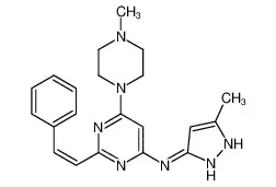 6-(4-甲基-1-哌嗪基)-N-(5-甲基-1H-吡唑-3-基)-2-[(1E)-2-苯乙烯基]-4-嘧啶胺