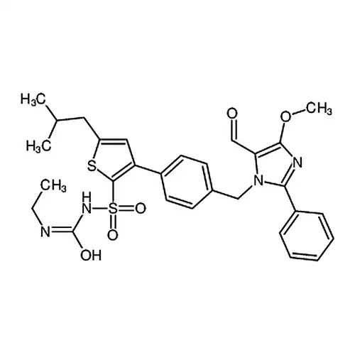 N-(乙基氨甲酰)-3-(4-((5-甲酰基-4-甲氧基-2-苯基-1H-咪唑-1-基)甲基)苯基)-5-异丁基噻吩-2-磺酰胺