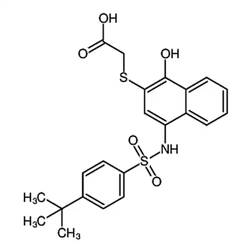 2-((4-((4-(叔丁基)苯基)磺酰氨基)-1-羟基萘-2-基)硫代)乙酸