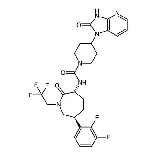 N-[(3R,6S)-6-(2,3-二氟苯基)六氢-2-氧代-1-(2,2,2-三氟乙基)-1H-氮杂卓-3-基]-4-(2,3-二氢-2-氧代-1H-咪唑并[4,5-b]吡啶-1-基)-1-哌啶甲酰胺