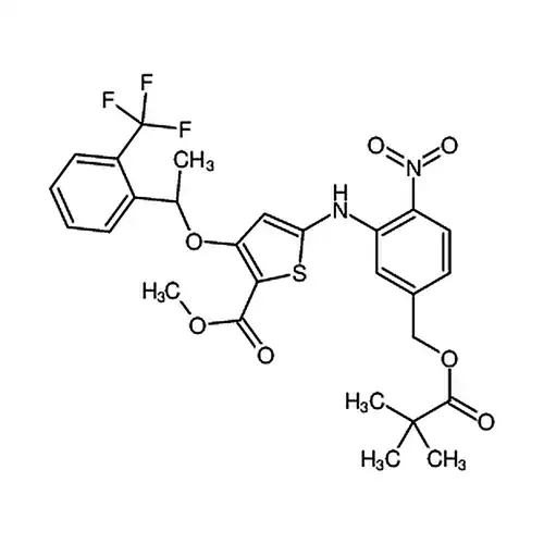 ((2-(三氟甲基)苯基)乙氧基)噻吩-2-羧酸甲酯(R)-5-((2-硝基-5 - ((新戊酰氧基