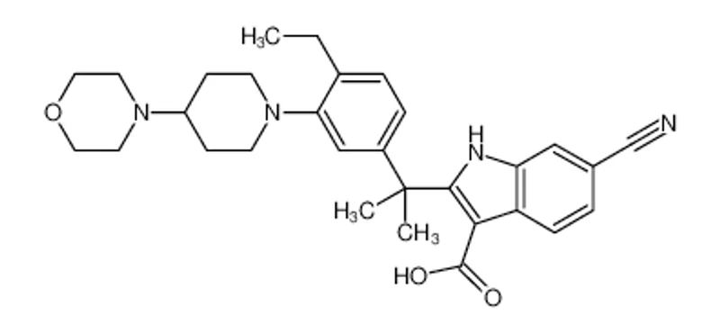 6-氰基-2-(2-(4-乙基-3-(4-吗啉哌啶-1-基)苯基)丙-2-基)-1H-吲哚-3-羧酸